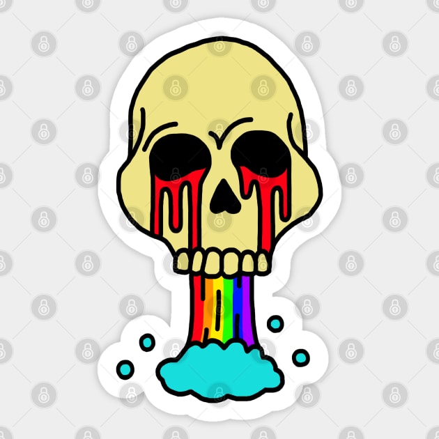 Rainbow Waterfall Skull Sticker by GiantAlienMonster